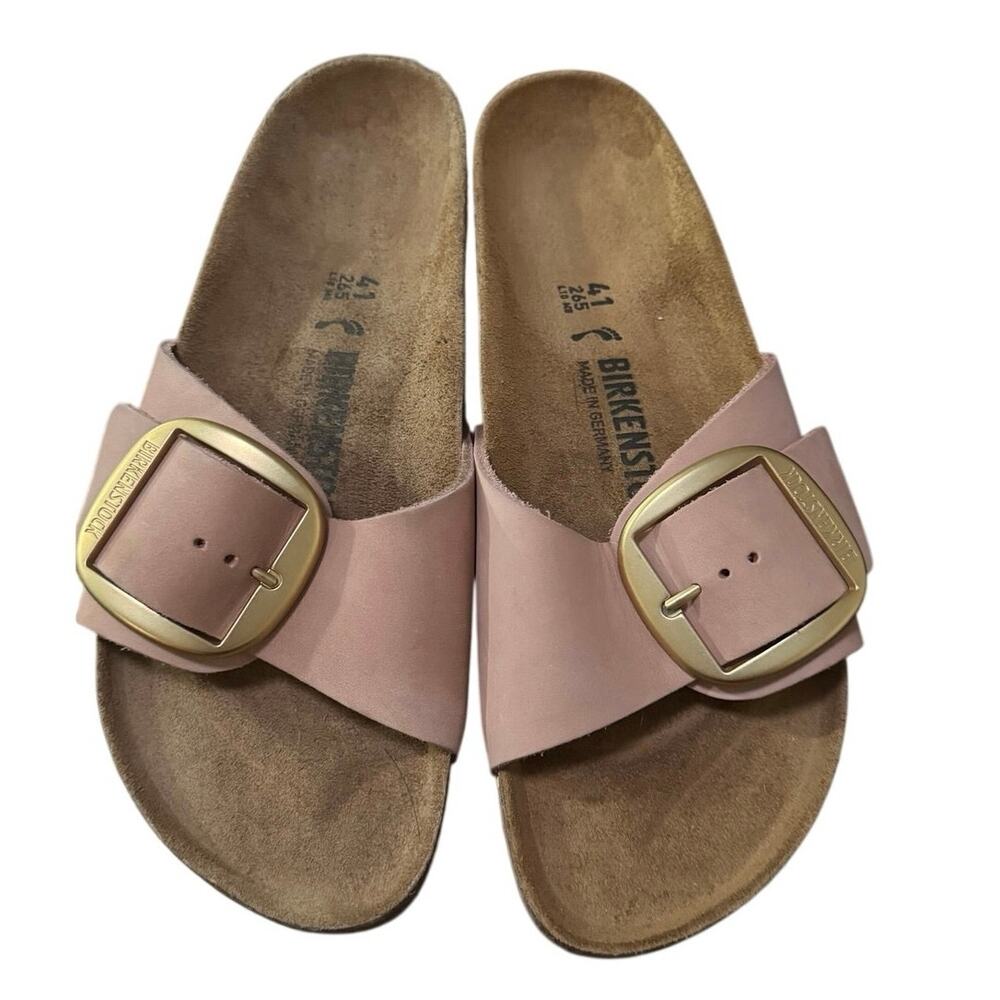 Birkenstock Women's Pink Leather Slide Sandals Adjustable Buckle EU 41 US 10